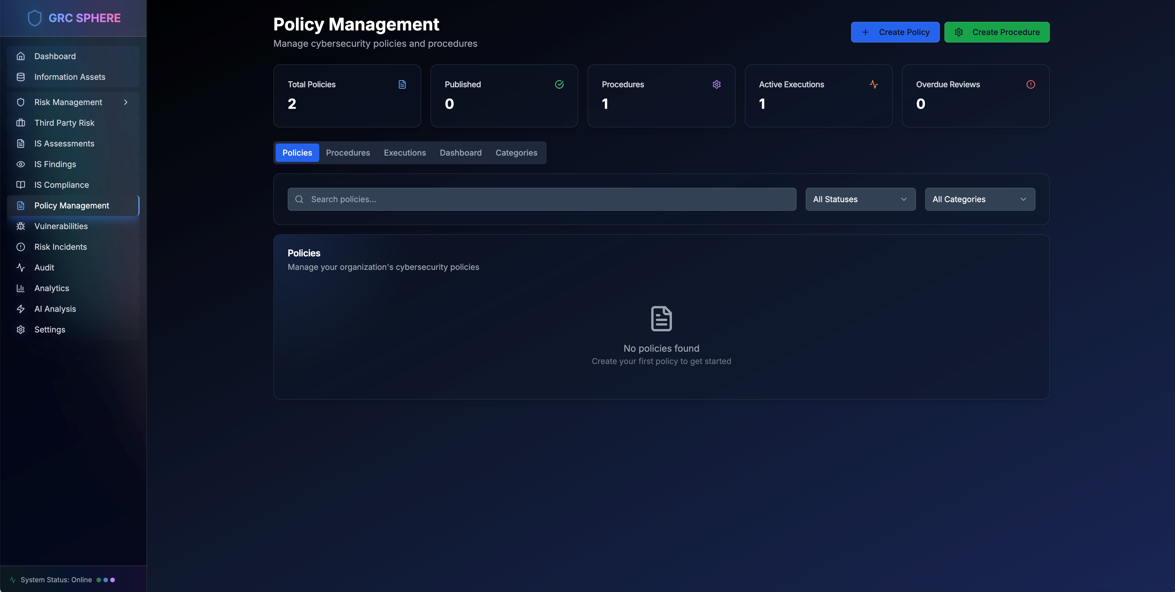 Policy Management preview screenshot
